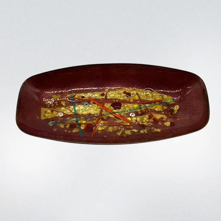 Fused Glass Enamel Trinket Dish 5.75”