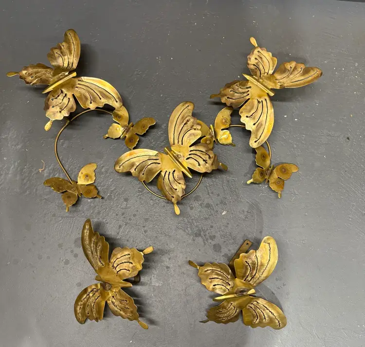 Mid Century Modern Butterflies Large Candle Wall Sconce Jere Style 32”