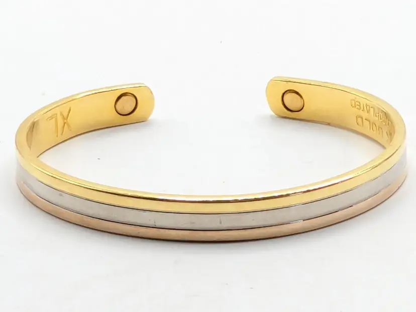 Two-Tone Gold Silver Cuff Bracelet 24K Gold Electroplate