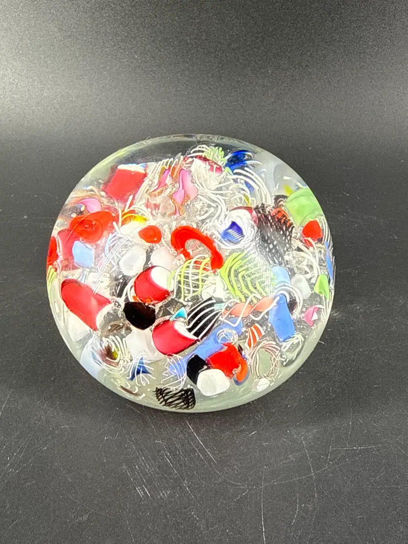 Murano Millefiori 3.5" Art Glass Paperweight Cane End Of Day Fratelli Toso