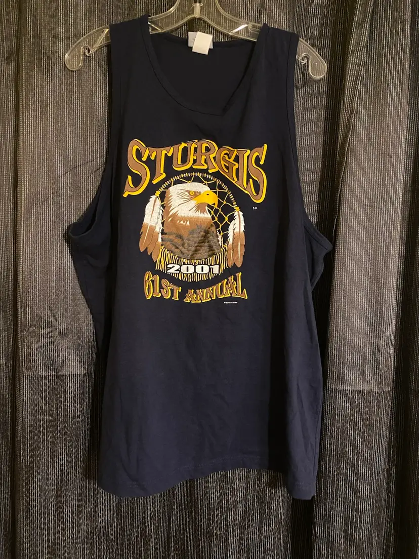 61st Annual Sturgis Men's Size XL Navy Blue Tank Top Shirt - VTG 2001 N.A.T.