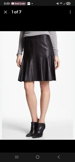 Halogen Black Soft 100% Real Leather A-line Fit And Flare Skirt Size 6 Lined