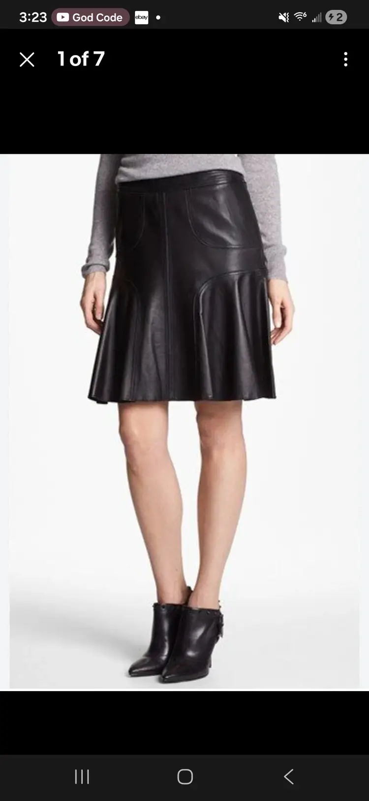 Halogen Black Soft 100% Real Leather A-line Fit And Flare Skirt Size 6 Lined