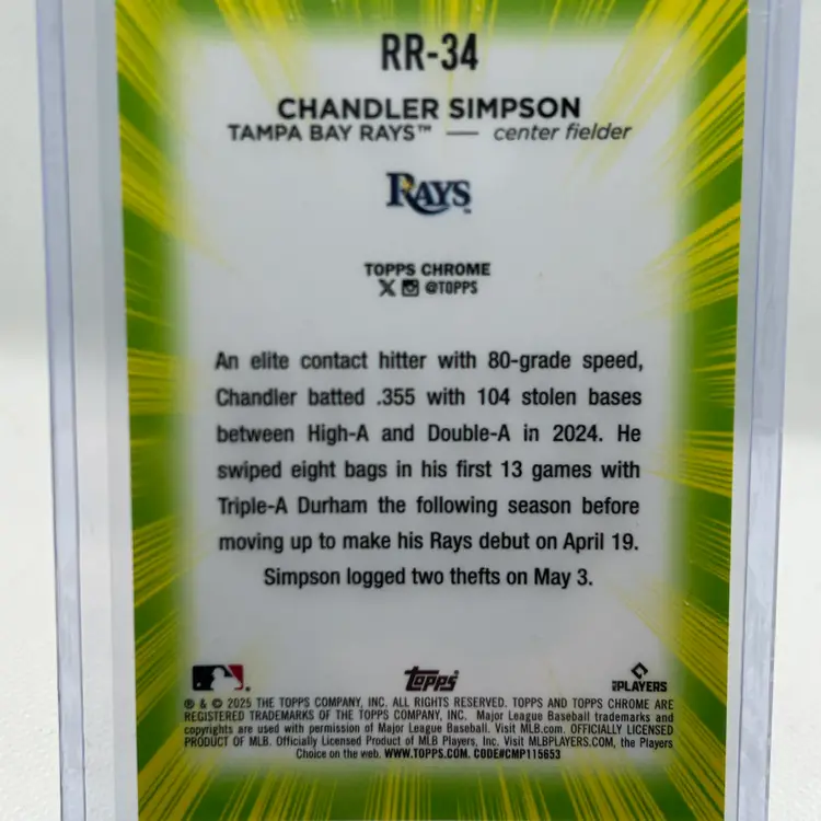 Chandler Simpson - 2025 Topps Update Radiating Rookie SSP Tampa Bay Rays