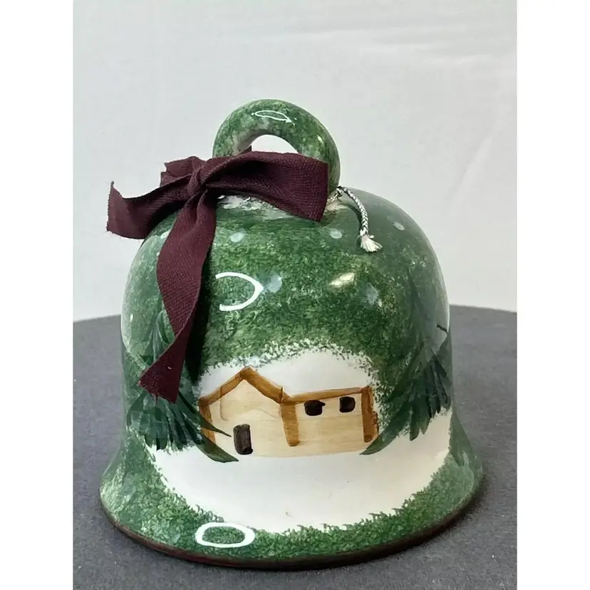 Vintage Christmas Hand Painted Ceramic Bell Made In Italy 1998