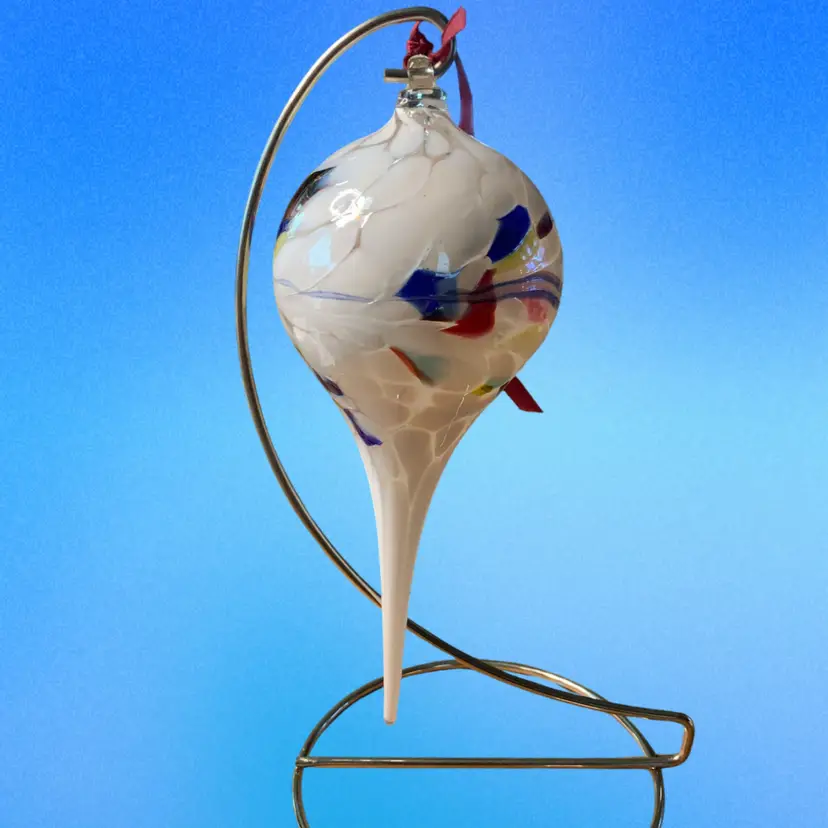 22. Ornament Hand Blown Glass Teardrop 7.5 Tall x 3.5" Wide