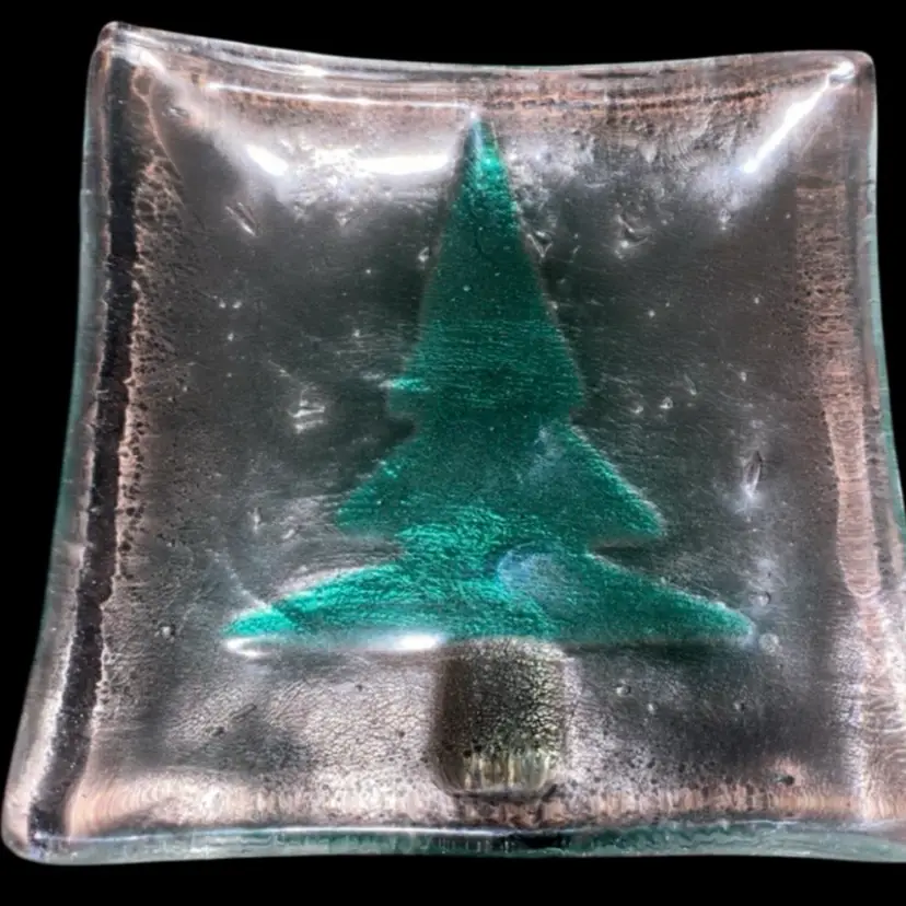 #17- Just In 1980/90s Fused Art Glass Candy Dish  4" X 4"