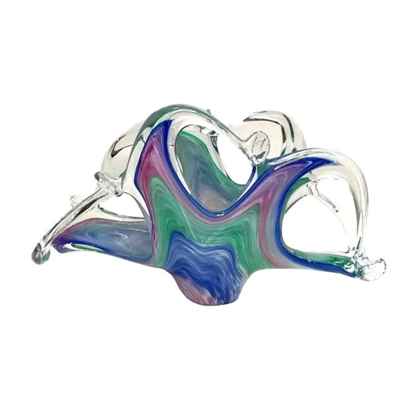 MCM Italian Abstract Murano Stretch Art Glass Napkin Letter Holder No Flaws 4.75 H x 2 W x 8 L