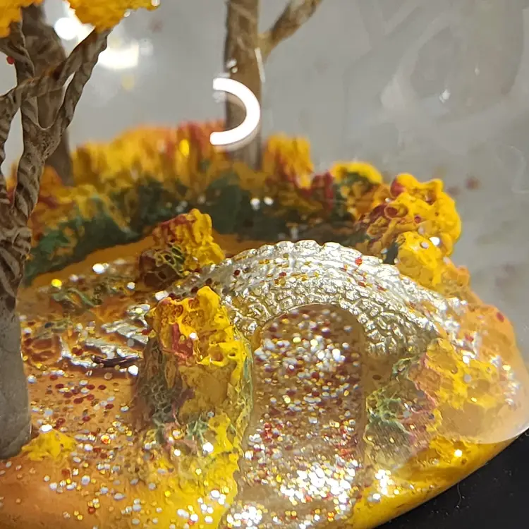 Cool Snow Globes Autumn Fall Gold Silver Red Snow Stone Bridge c 2013