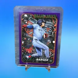 Addison Barger 2024 Topps Holiday RC Purple Glitter 45/99 Toronto Blue Jays