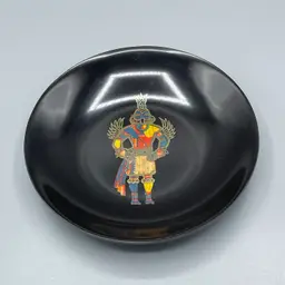 Couroc Lacquered Bowl Kachina California Black With Original Label