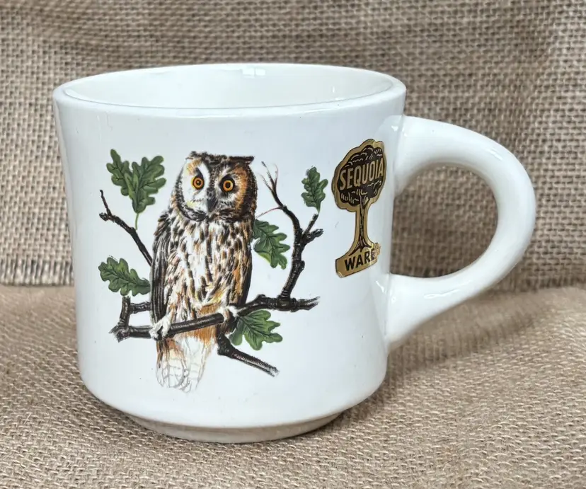 Vintage Sequoia Ware Owl Coffee Mug Cup Bird Nature Cottage Goblin Core Acdemia
