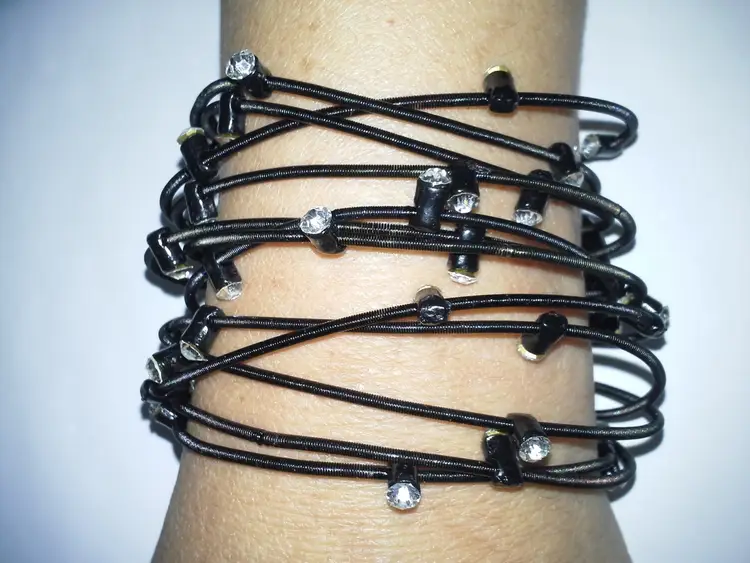 Bee Charming Sugar NY Piano Wire Black Rhinestone Bracelet