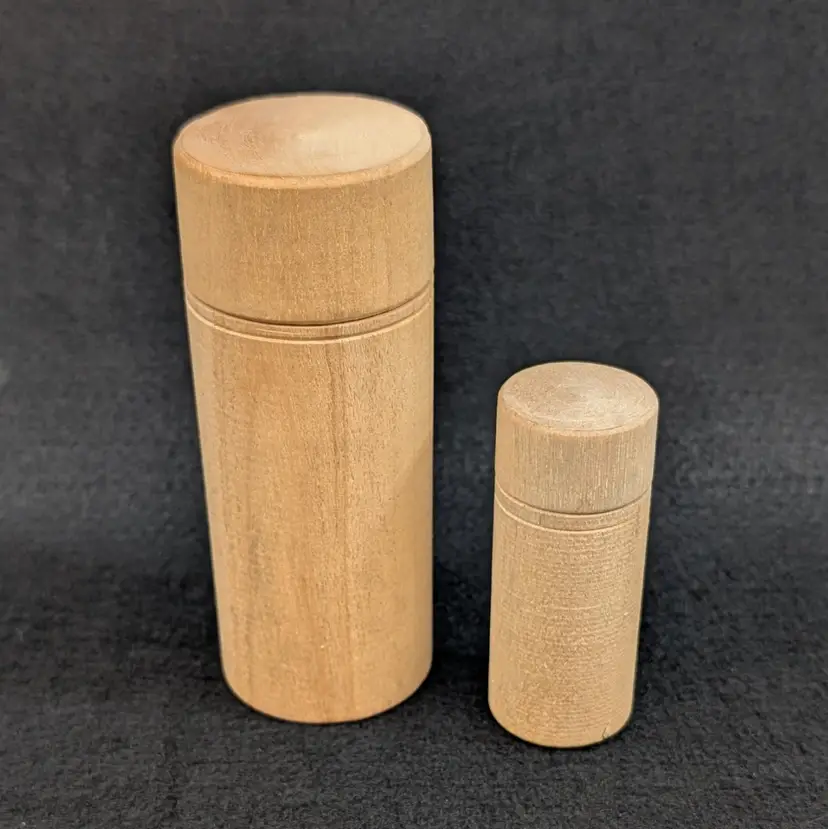 Vintage Treen Wood Pill Bottle Capsule Snuff Travel Pocket Container Hand Turned