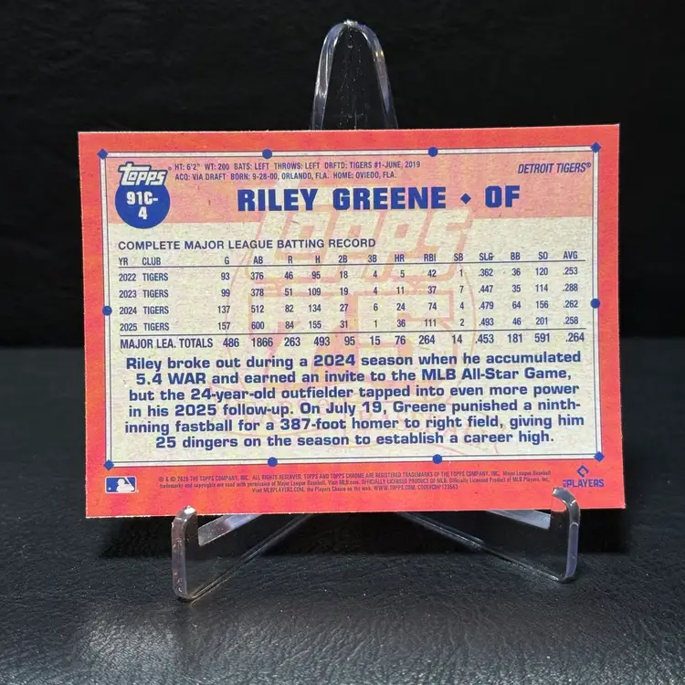 Riley Greene 2026 Topps Series 1 Silver Pack #91C-4 Mojo 1991 Detroit Tigers