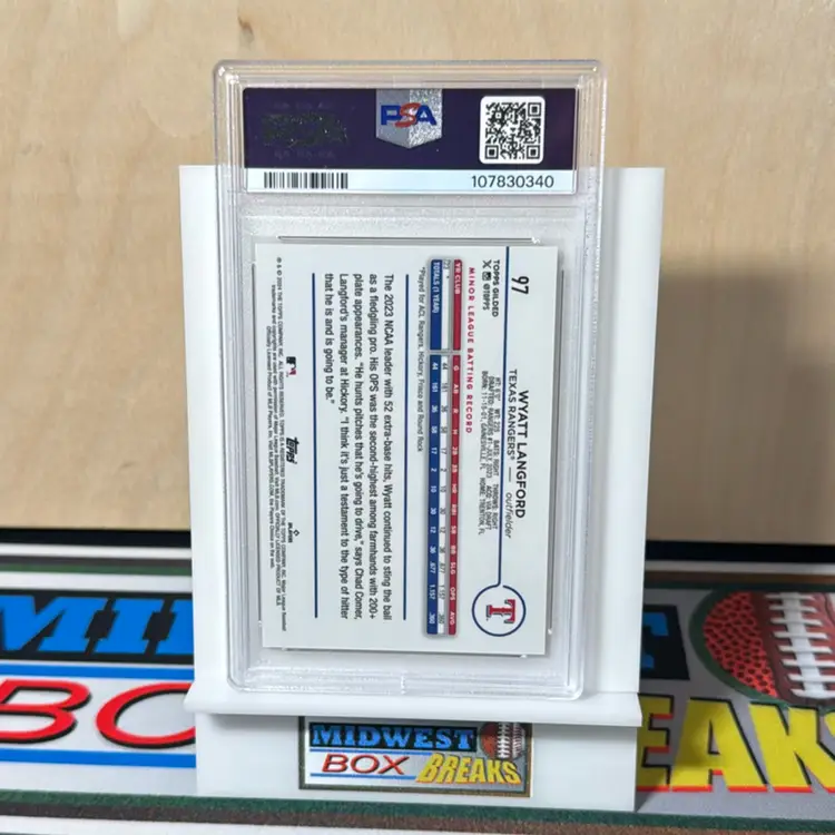 Wyatt Langford #97 PSA 9 33/50 Gold Mini Diamond 2024 Gilded Collection Texas Rangers