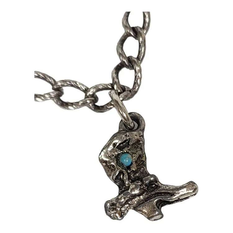 Vintage Cowboy Cowgirl Western Charm Bracelet Cactus Saddle Boot Horse