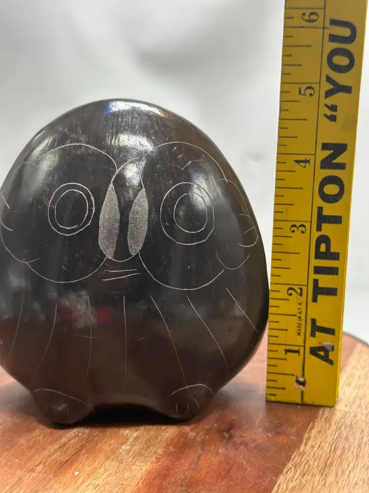 Vintage Mexican Pottery Owl Hand Painted Two Sided Folk Art Mexico