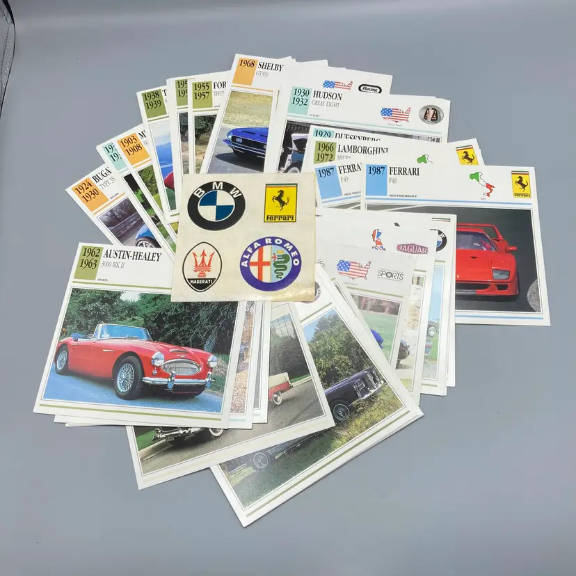 Vintage Cars of the World Collector Cards and Stickers- set of 68 cards and 1 sticker sheet