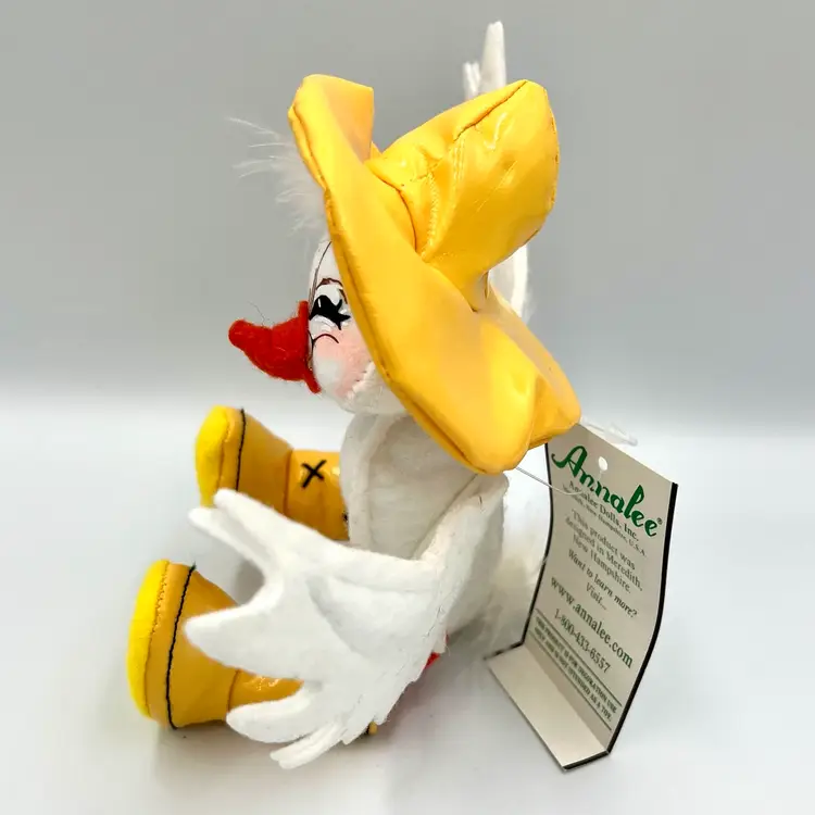 Annalee Doll Ready For Rain 2013 White Duck Squinting Eyes Yellow Hat Boots 7"