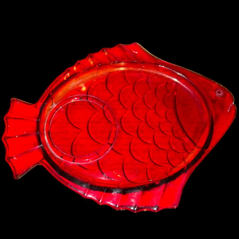 Ruby Red Fish Snack Plate 
Anchor Hocking Glass