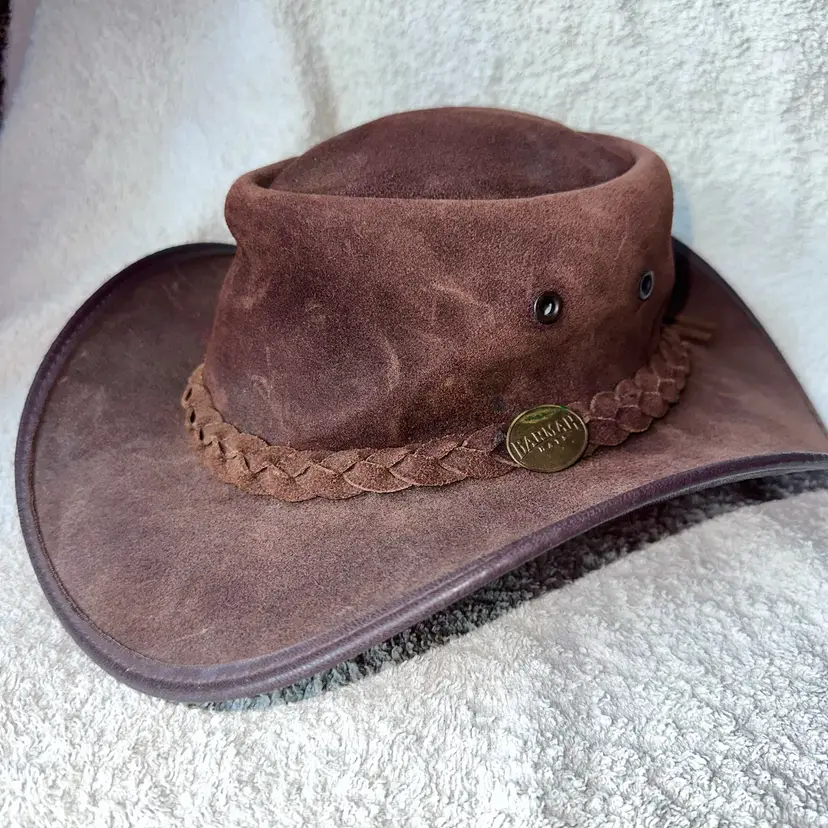 Barmah Hat Unisex Small Brown Squashy Kangaroo Leather Outback Cowboy Australia