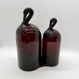 Swan Vanity Plastic Containers Vintage Art Deco Amethyst Purple Bathroom Decor