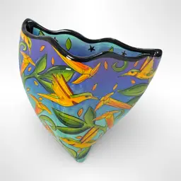 Terri Kern Red Carpet Studios Hand Painted Hummingbirds Ceramic Wall Pocket