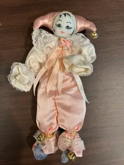 Thailand Porcelain Head Jester Clown Doll