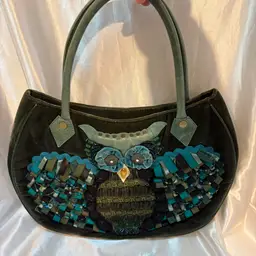 Anthropologie Owl Ipa-Nima Velvet leather beaded shoulder bag