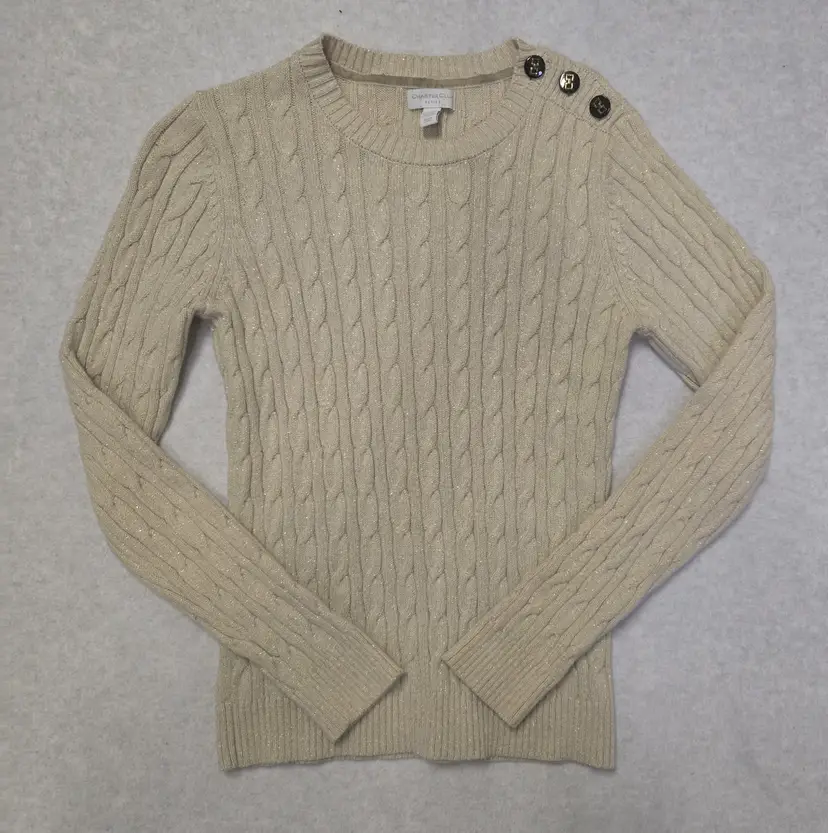 Charter Club Sweater Womens PM Ivory & Gable Knit Top