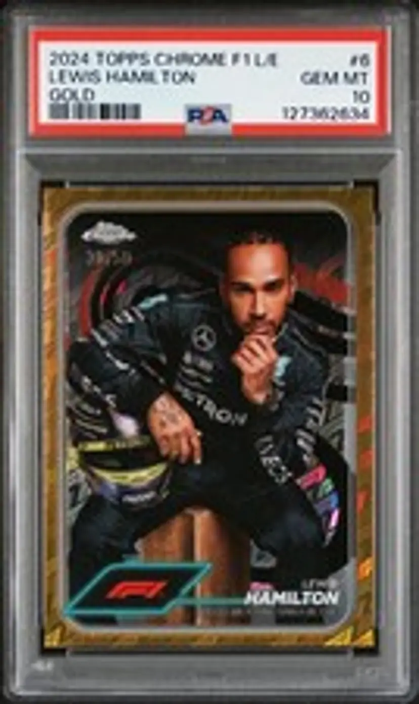 2024 Topps Chrome F1 Lewis Hamilton Gold Card PSA 10
