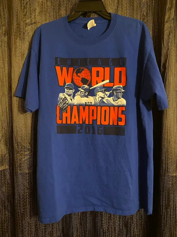 Fruit of the Loom Size Large Blue MLB Chicago Cubs World Champions 2016 T-Shirt