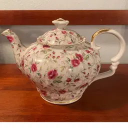 Vintage Lefton Gilded Rose Chintz 911R Porcelain Teapot