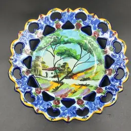 Vtg Signed Portuguese Wall Art Plate