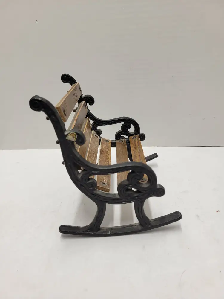 Vintage Doll  Park Bench Wood & Wrought Cast Iron