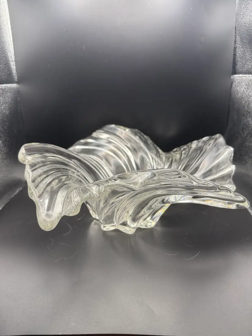 Mikasa Belle Epoque Clear Crystal Centerpiece Bowl 12” Swirl Wave Design EUC