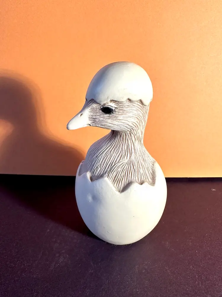 70s Resin Hatching Duckling Signed 3.5 “ No Issues