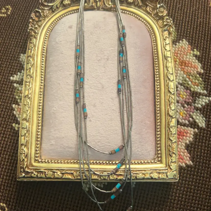 Vintage Sterling Silver SW Style Turquoise Waterfall Necklace