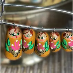 Russian Matryoshka Nesting Doll Hand Painted Safety Pin Charm Brooch