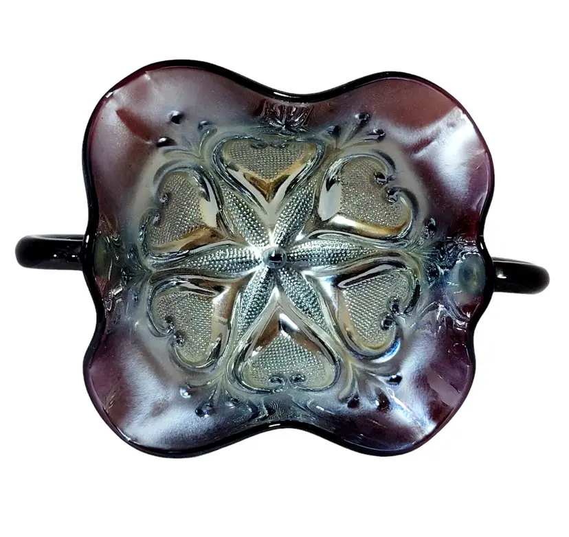 Antique Starfish Carnival Glass Bon Bon Dish Bowl Purple Amethyst Dugan