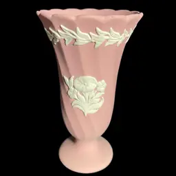Wedgwood White on Pink Jasperware Bud Vase  4 1/4” Tall