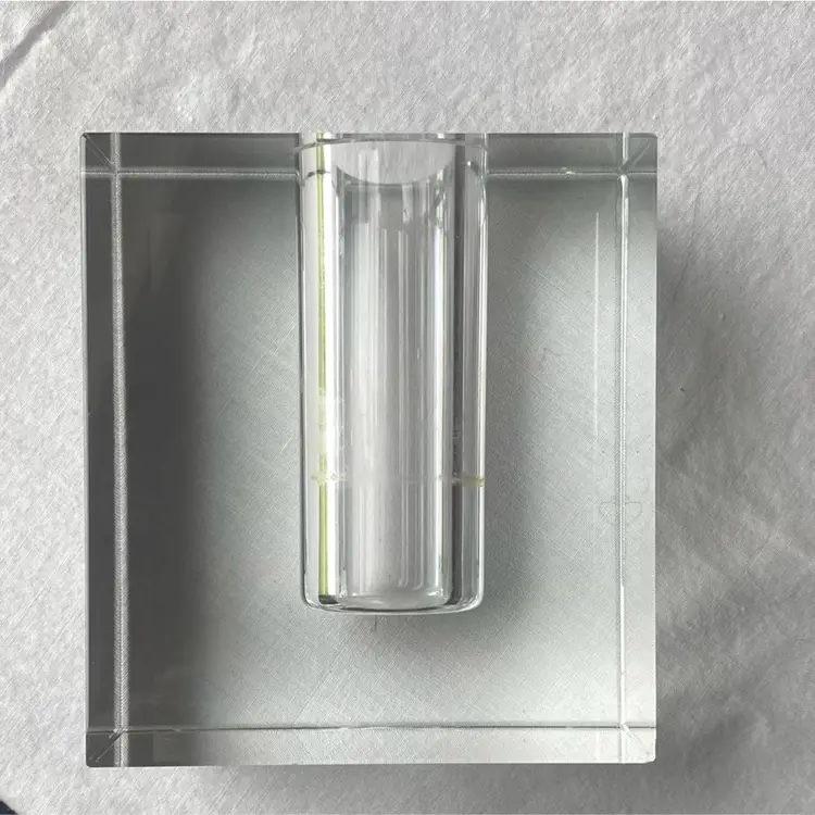 Crystal Glass Block Vase 4.25”h