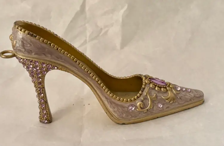 Bejeweled And Enameled Resin Miniature High Heel Shoe
