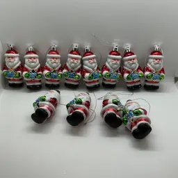 Vintage Set Of 12  2006 Target Santa Claus Glass Christmas Ornaments