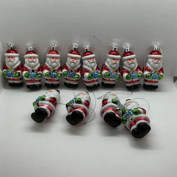 Vintage Set Of 12  2006 Target Santa Claus Glass Christmas Ornaments