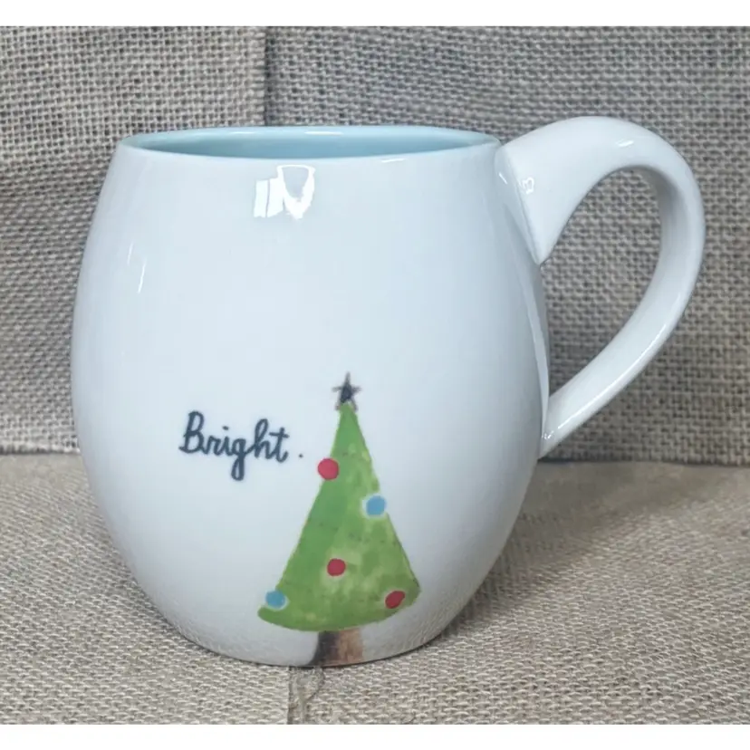 Vintage Magenta Rae Dunn Bright Christmas Tree Mug Cup Holiday Whimsical Cute