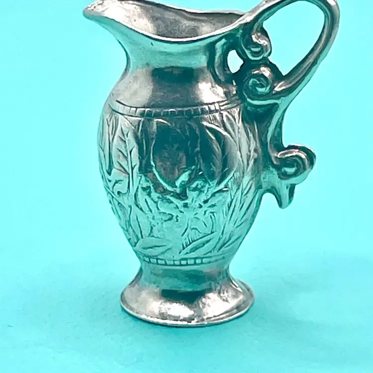 Vintage Large Fine Detail Ornate Pitcher Jug Charm Pendant - Unusual Rare