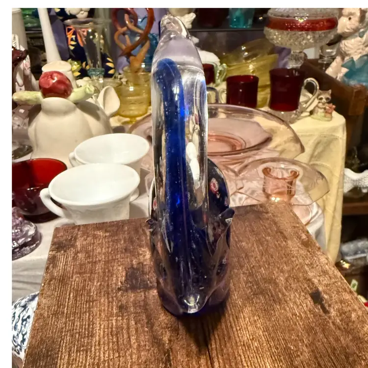 Cobalt Blue Art Glass Elephant