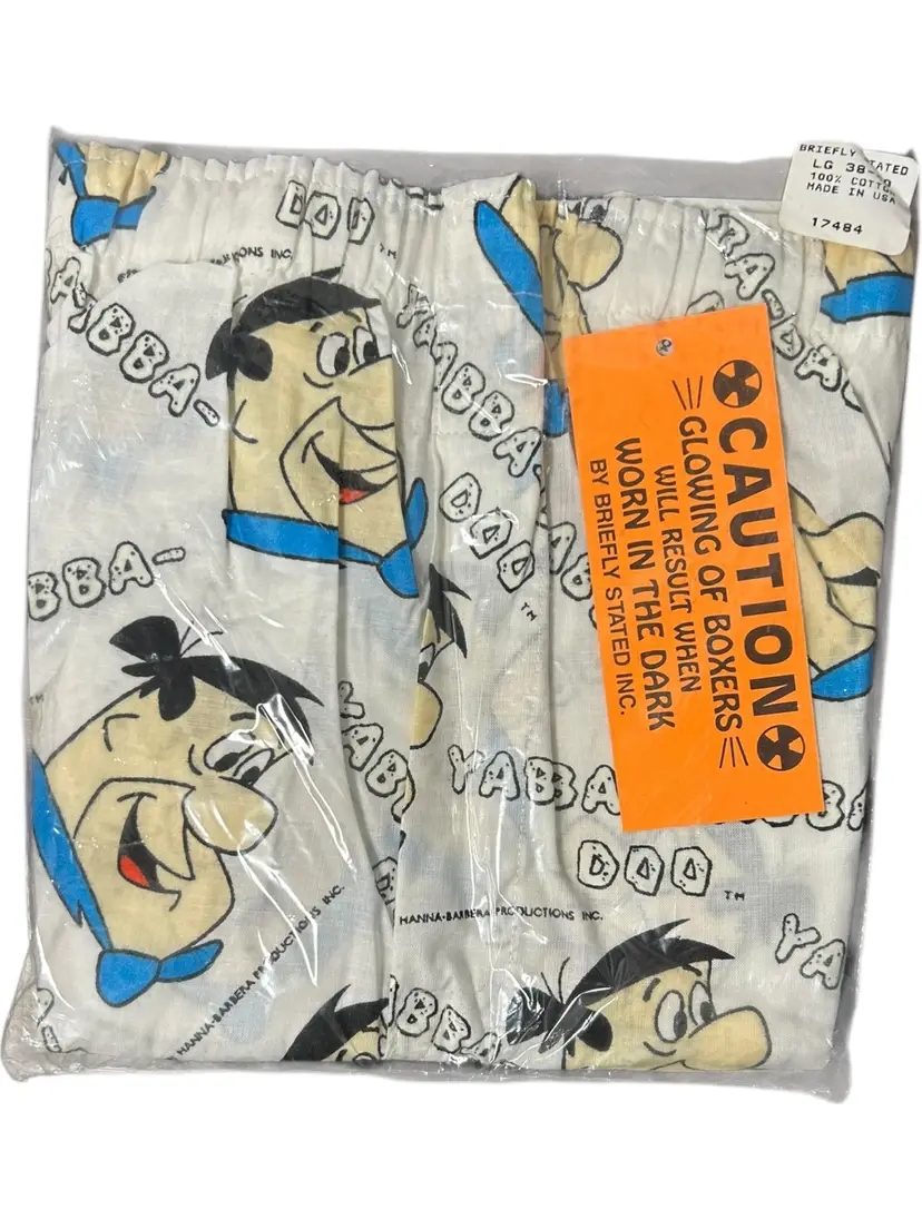 VTG Briefly Stated Fred Flintstone Glow In The Dark Boxers Lrg 38-40